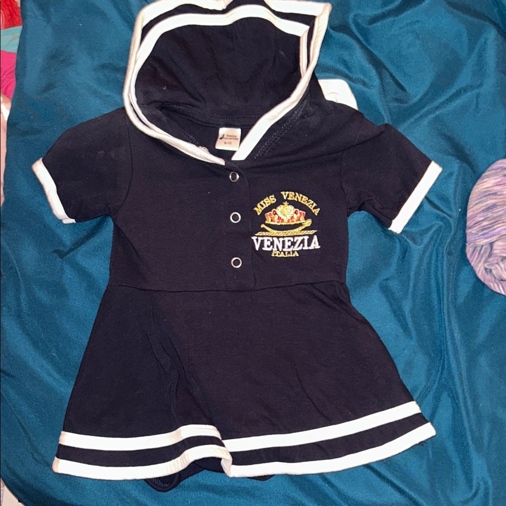 Venezia Kids Black and White Hooded Dress
